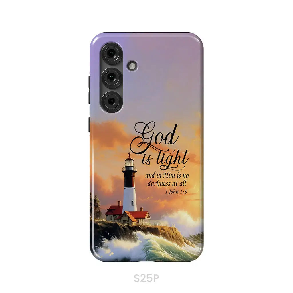1 John 1:5 God is Light Lighthouse Christian Phone Case Samsung Galaxy S25 Plus / Tough Case