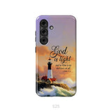 1 John 1:5 God is Light Lighthouse Christian Phone Case Samsung Galaxy S25 / Tough Case