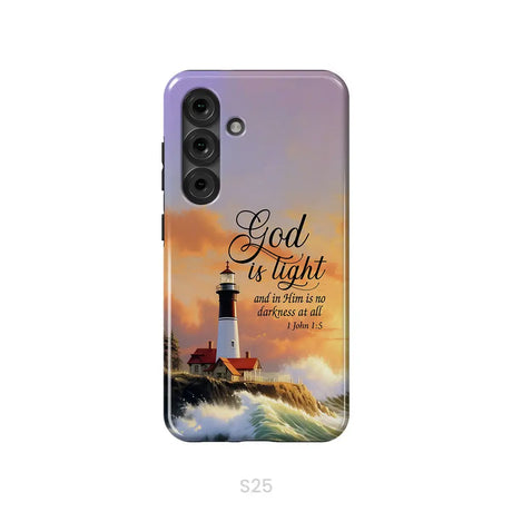 1 John 1:5 God is Light Lighthouse Christian Phone Case Samsung Galaxy S25 / Tough Case