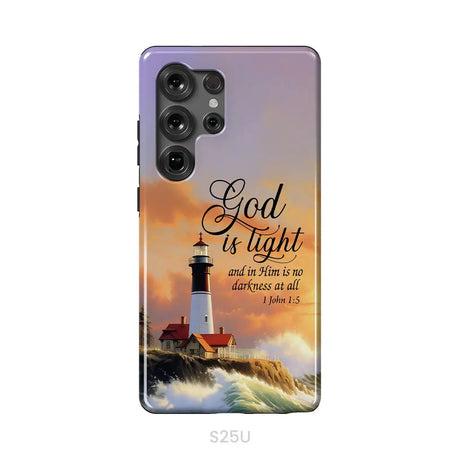 1 John 1:5 God is Light Lighthouse Christian Phone Case Samsung Galaxy S25 Ultra / Tough Case