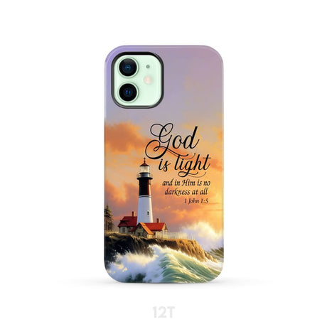 1 John 1:5 God is Light Lighthouse Christian Phone Case iPhone 12 / Tough