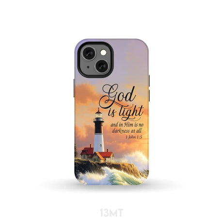 1 John 1:5 God is Light Lighthouse Christian Phone Case iPhone 13 Mini / Tough