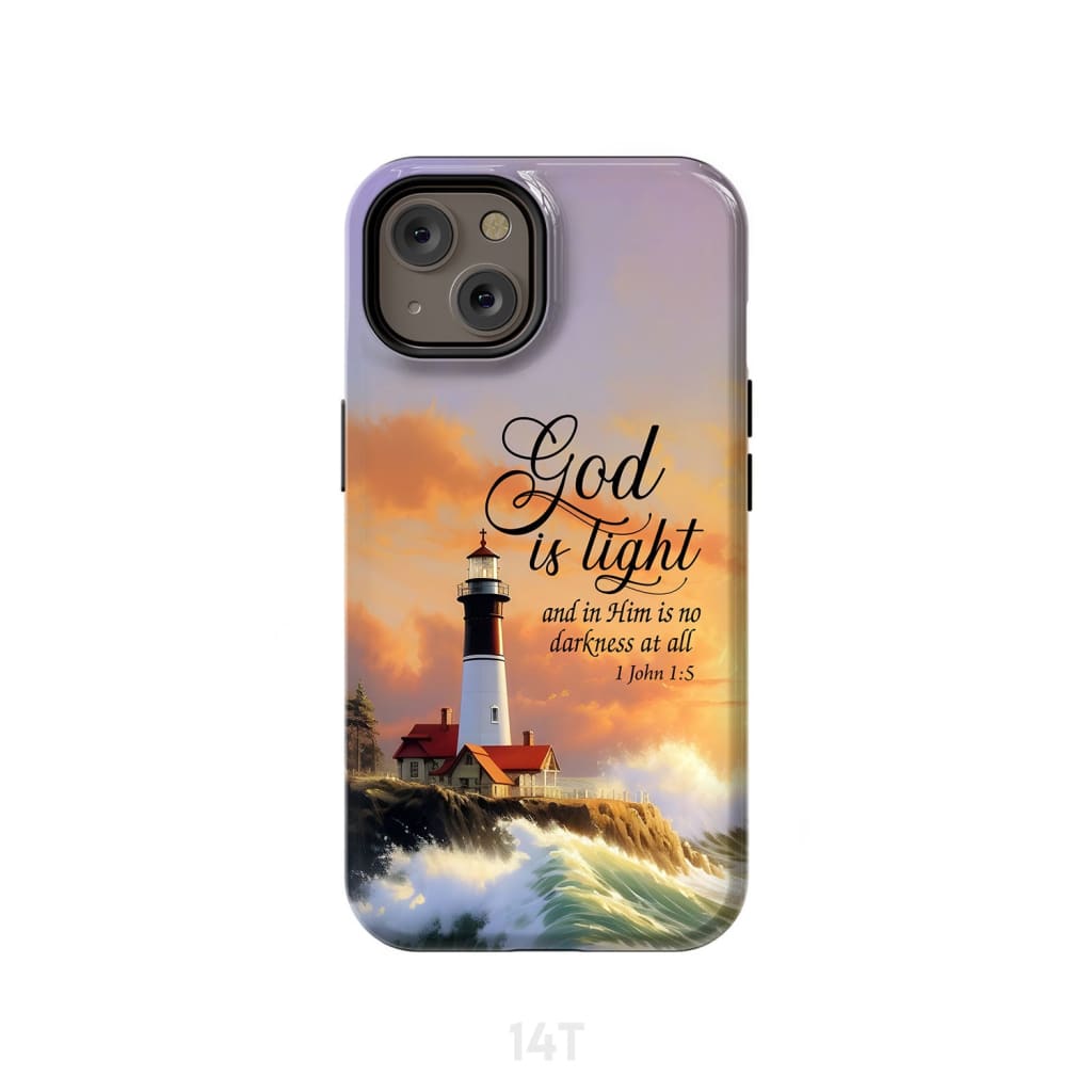 1 John 1:5 God is Light Lighthouse Christian Phone Case iPhone 14 / Tough