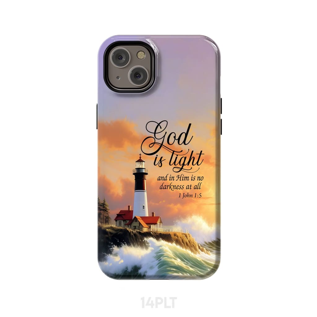 1 John 1:5 God is Light Lighthouse Christian Phone Case iPhone 14 Plus / Tough
