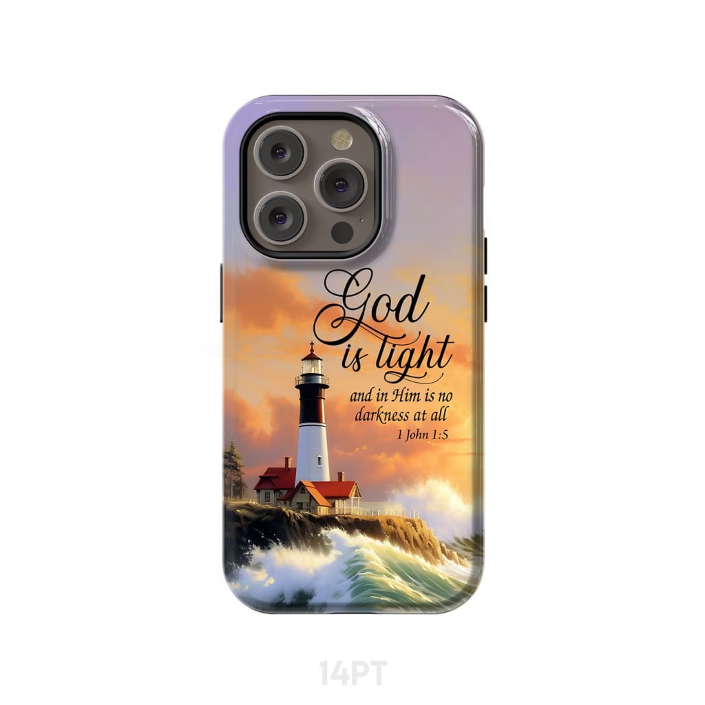 1 John 1:5 God is Light Lighthouse Christian Phone Case iPhone 14 Pro / Tough