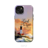 1 John 1:5 God is Light Lighthouse Christian Phone Case iPhone 15 Plus / Tough
