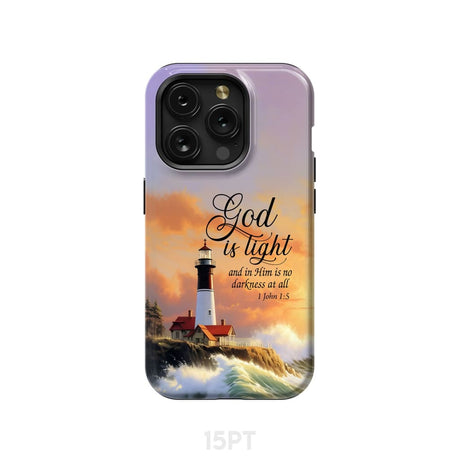 1 John 1:5 God is Light Lighthouse Christian Phone Case iPhone 15 Pro / Tough