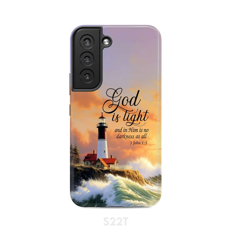 1 John 1:5 God is Light Lighthouse Christian Phone Case Samsung Galaxy S22 / Tough