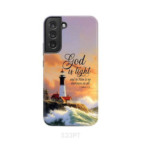 1 John 1:5 God is Light Lighthouse Christian Phone Case Samsung Galaxy S22 Plus / Tough