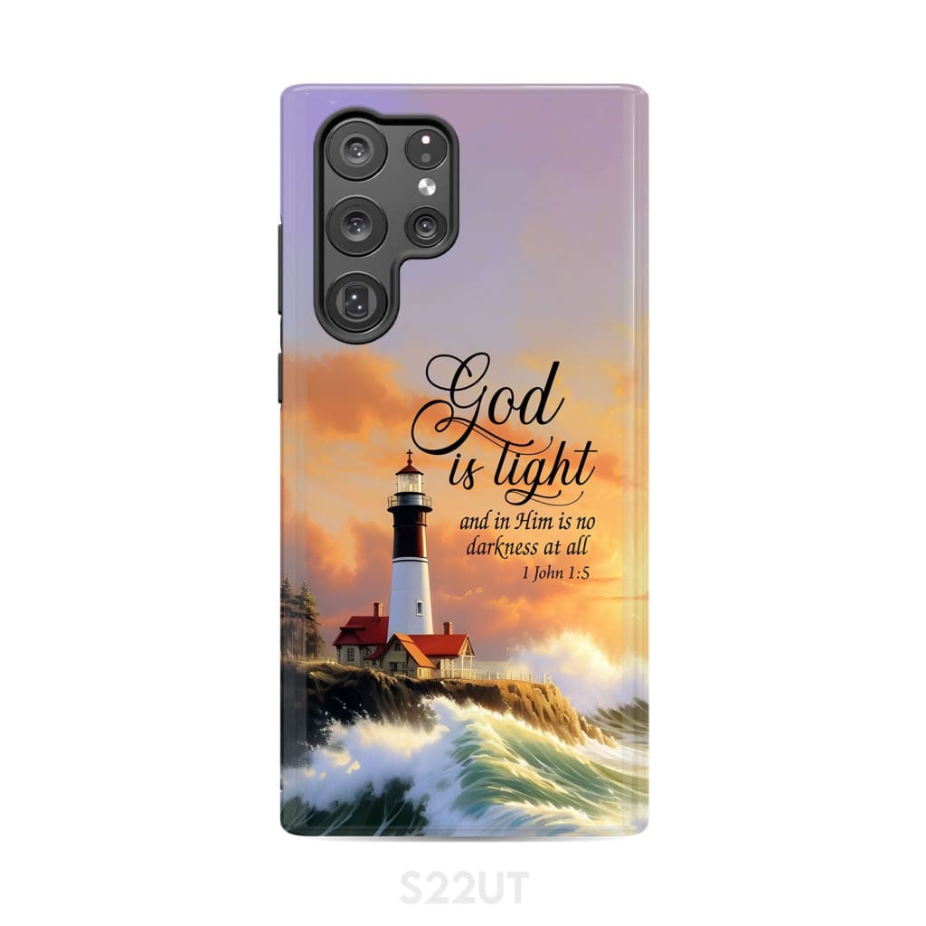 1 John 1:5 God is Light Lighthouse Christian Phone Case Samsung Galaxy S22 Ultra / Tough