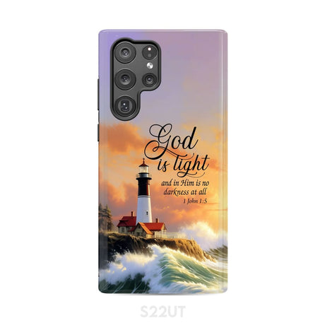 1 John 1:5 God is Light Lighthouse Christian Phone Case Samsung Galaxy S22 Ultra / Tough