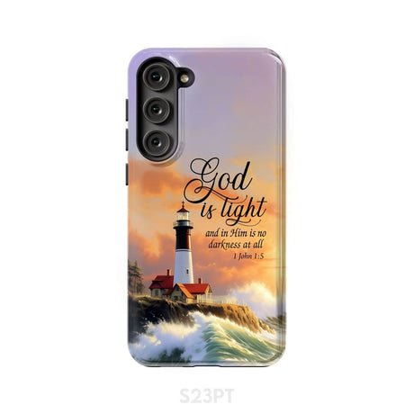 1 John 1:5 God is Light Lighthouse Christian Phone Case Samsung Galaxy S23 Plus / Tough