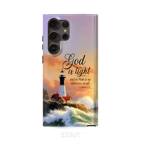 1 John 1:5 God is Light Lighthouse Christian Phone Case Samsung Galaxy S23 Ultra / Tough
