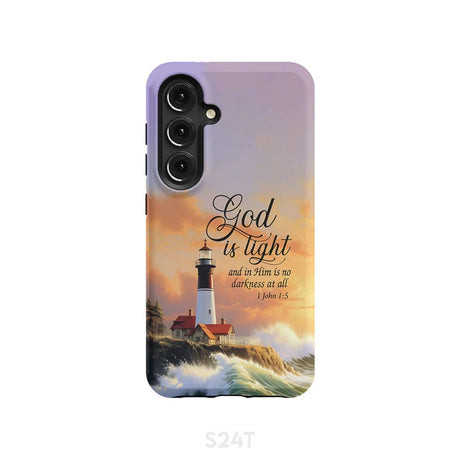 1 John 1:5 God is Light Lighthouse Christian Phone Case Samsung Galaxy S24 / Tough