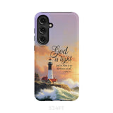 1 John 1:5 God is Light Lighthouse Christian Phone Case Samsung Galaxy S24 Plus / Tough