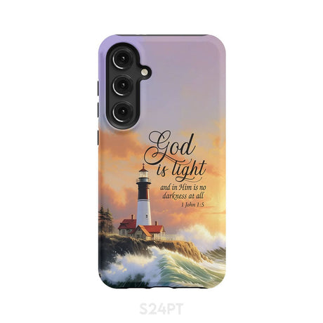 1 John 1:5 God is Light Lighthouse Christian Phone Case Samsung Galaxy S24 Plus / Tough