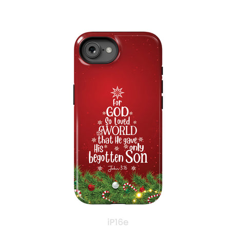 John 3:16 For God So Loved The World – Christmas Tree Christian Phone Case