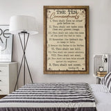 Canvas print of the Ten Commandments, providing a religious and motivational accent for Christian wall art enthusiasts.