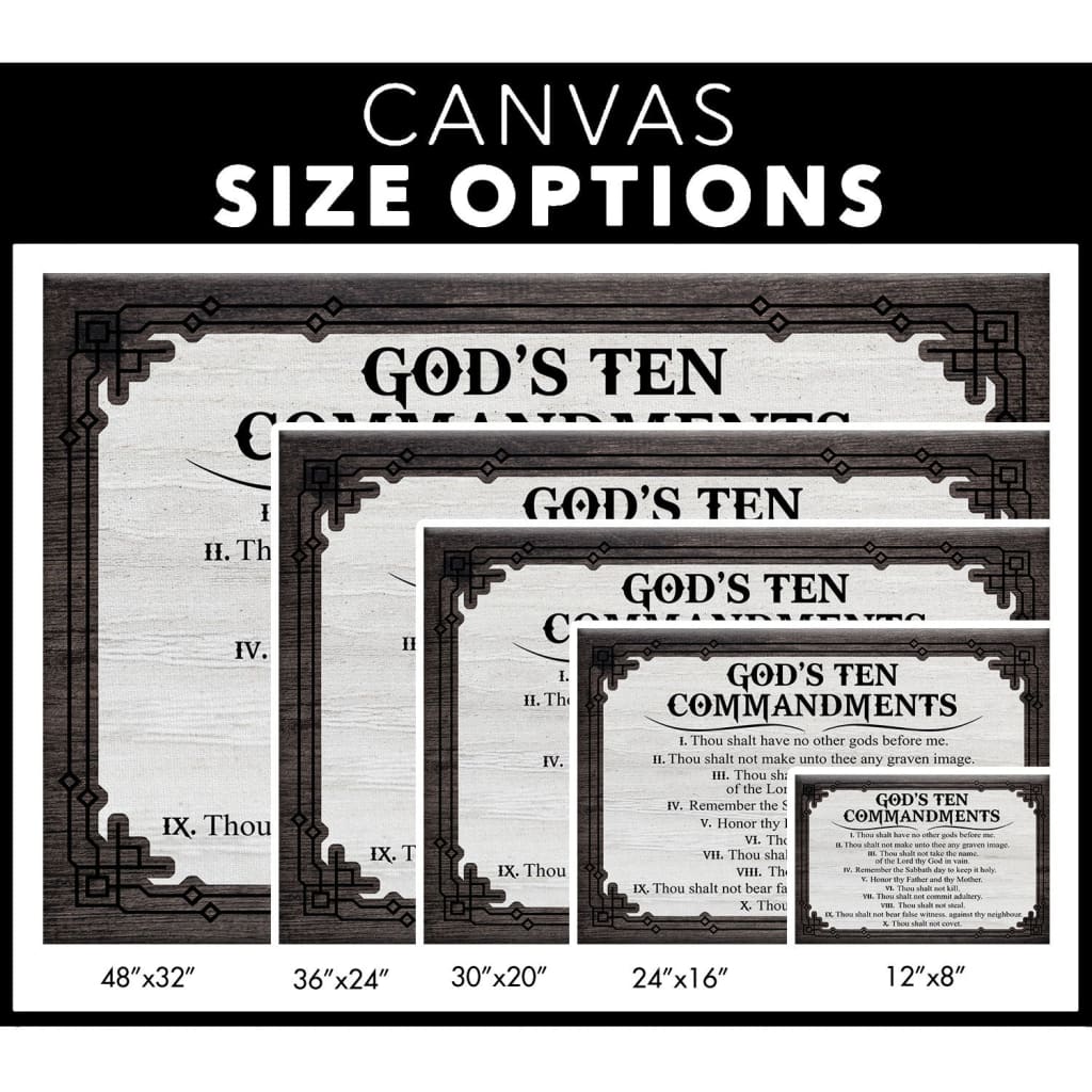 God’s Ten Commandments Wall Art Canvas size options