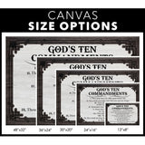 God’s Ten Commandments Wall Art Canvas size options