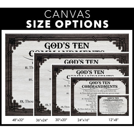 God’s Ten Commandments Wall Art Canvas size options