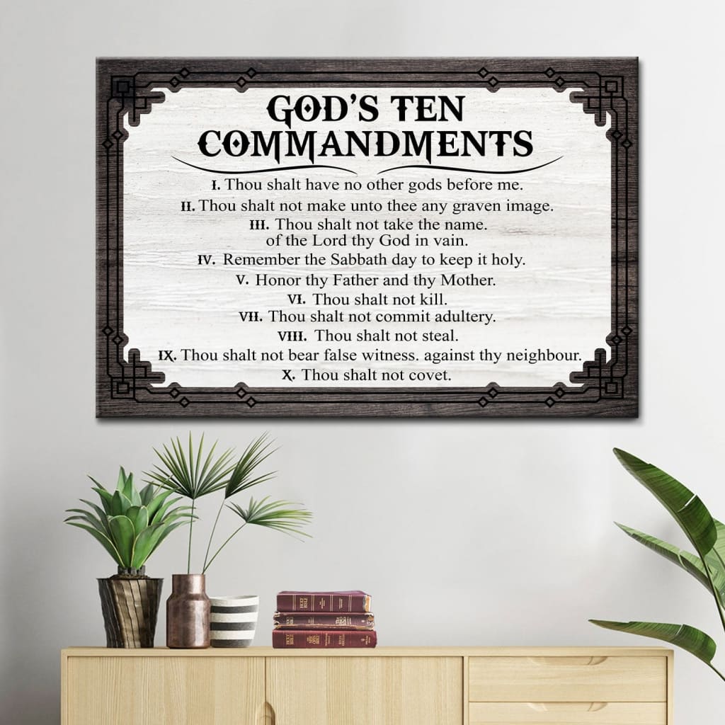 God’s Ten Commandments Wall Art Canvas, Christian Wall Art