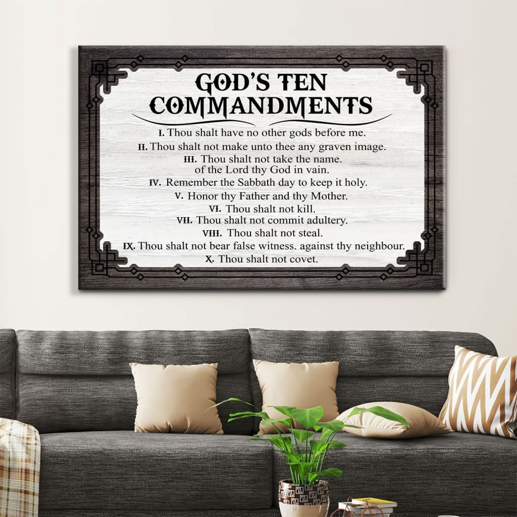 God’s Ten Commandments Wall Art Canvas, Christian Wall Decor