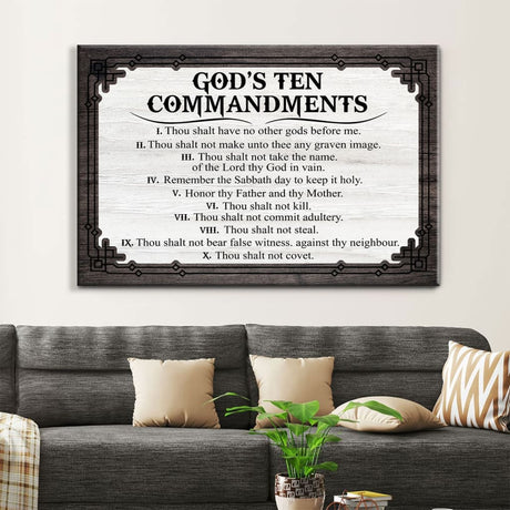 God’s Ten Commandments Wall Art Canvas, Christian Wall Decor