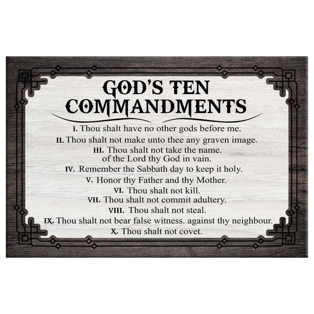 God’s Ten Commandments Wall Art Canvas, Christian Home Decor