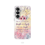 She is Clothed in Strength and Dignity Proverbs 31:25 Phone Case