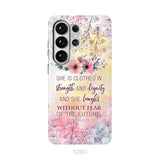 She is Clothed in Strength and Dignity Proverbs 31:25 Phone Case