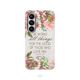 He Works All Things For Good Romans 8:28 Bible Verse Phone Case