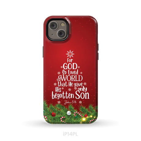 John 3:16 For God So Loved The World – Christmas Tree Christian Phone Case
