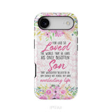 Bible verse phone cases: For God so loved the world John 3:16 Floral phone case