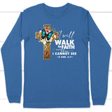 2 Cor 5:7 Walk by faith Butterfly Cross Long Sleeve Shirt True Royal / S