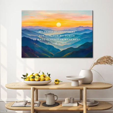 Scripture wall art with 2 Corinthians 12:9: "My grace is sufficient for you." Christian gift for encouragement and faith.