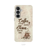 Coffee get me started Jesus keeps me going phone case