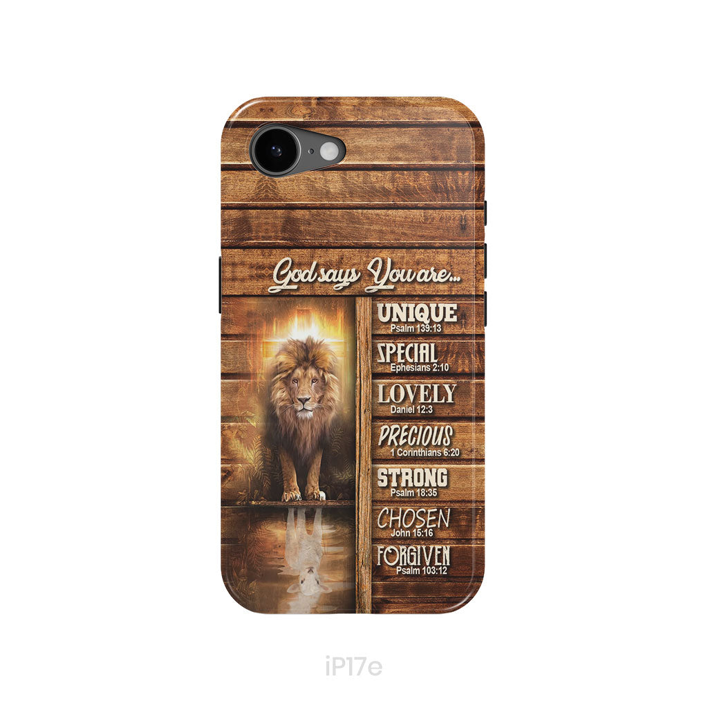 God says you are, Lion and Lamb phone case - Christian phone cases