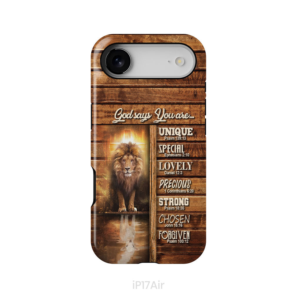 God says you are, Lion and Lamb phone case - Christian phone cases