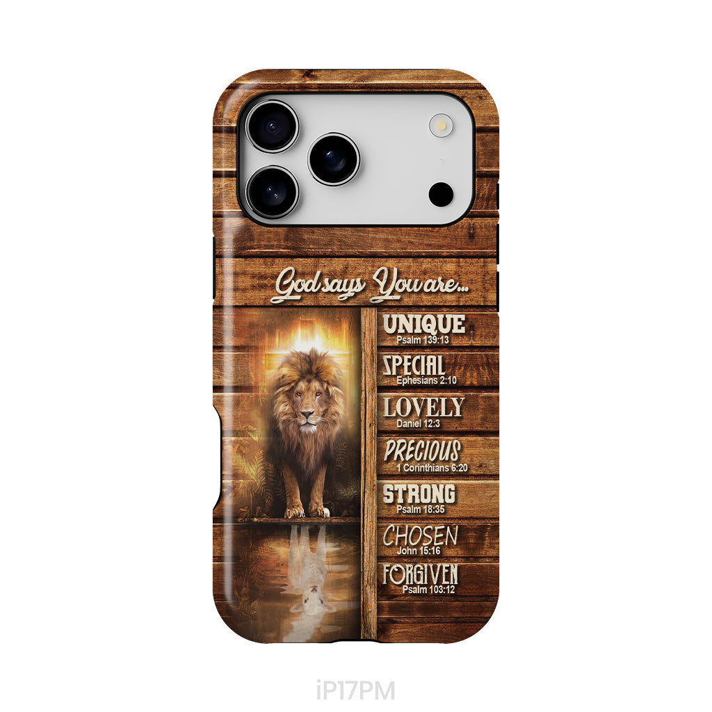 God says you are, Lion and Lamb phone case - Christian phone cases