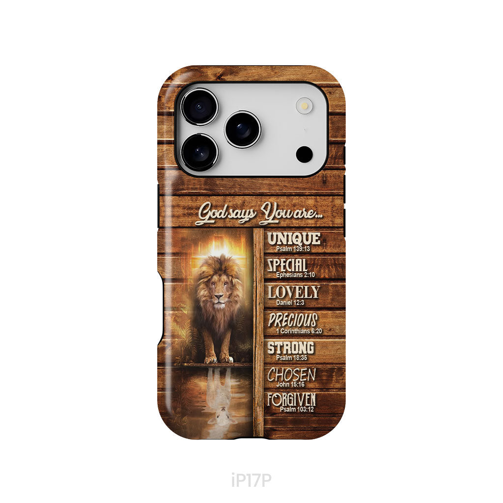 God says you are, Lion and Lamb phone case - Christian phone cases