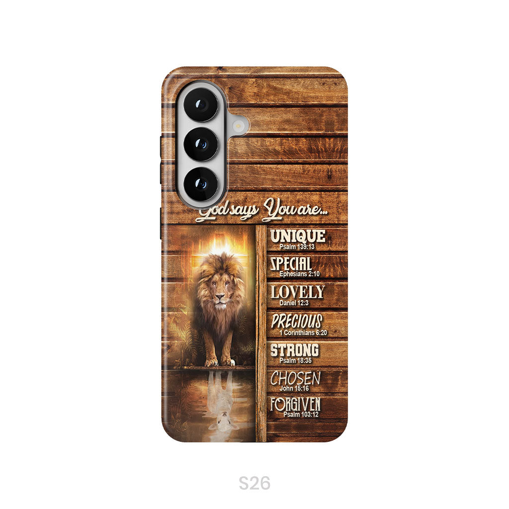 God says you are, Lion and Lamb phone case - Christian phone cases