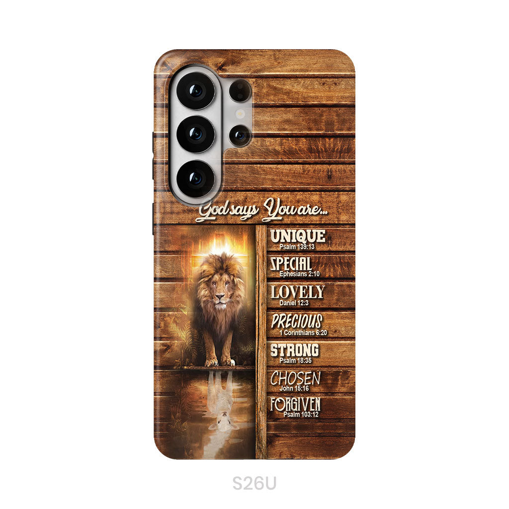 God says you are, Lion and Lamb phone case - Christian phone cases