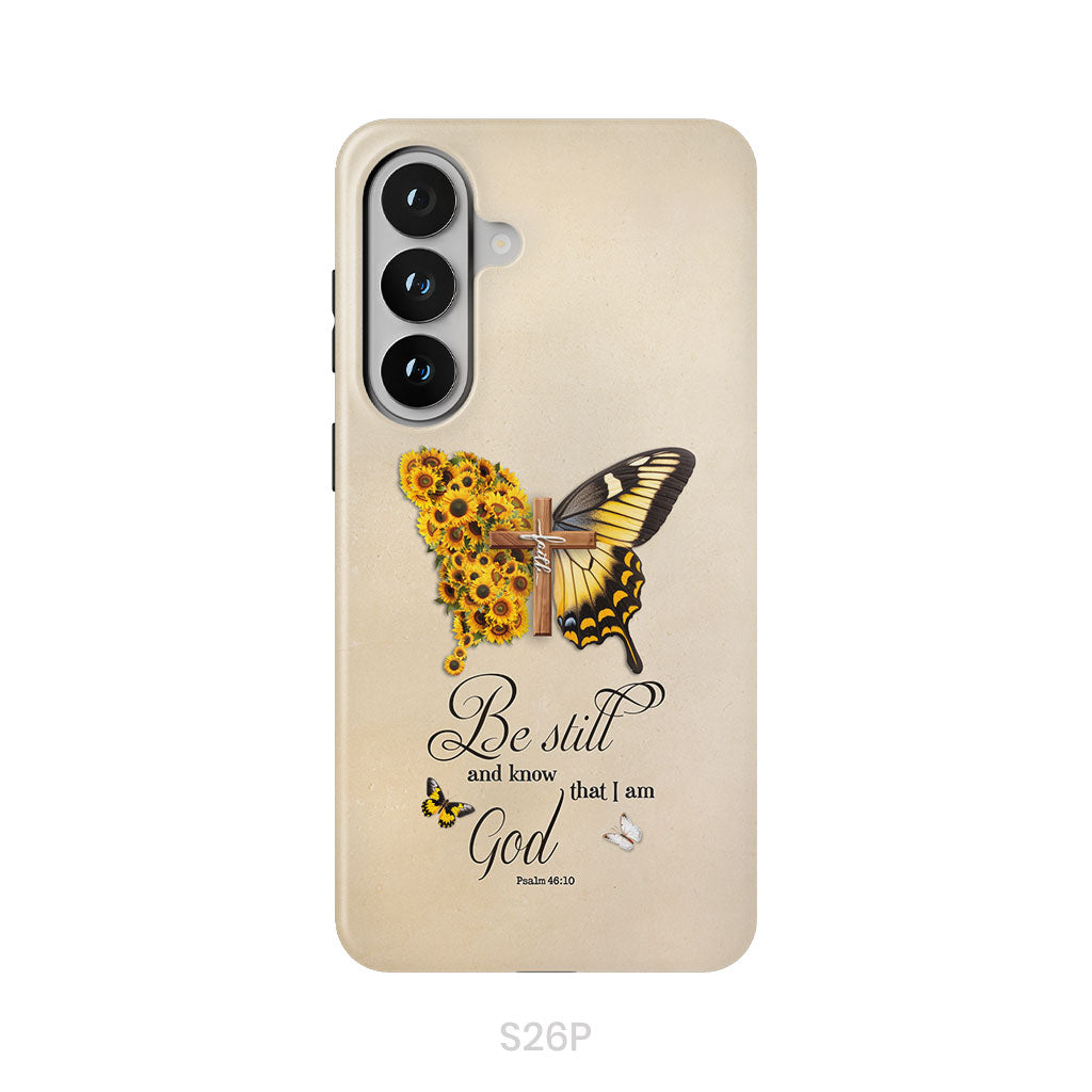 Be Still and Know Psalm 46:10, Faith Cross, Butterfly, Phone Case