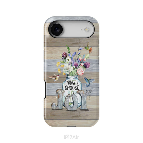 Today I choose joy, hummingbird floral phone case