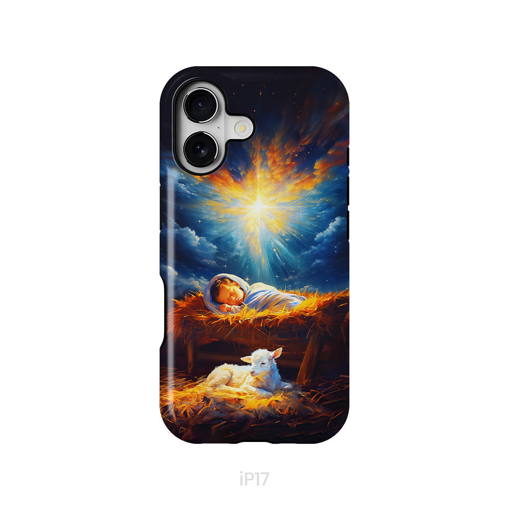Baby Jesus With A Lamb, Baby Jesus In The Manger, Phone Case