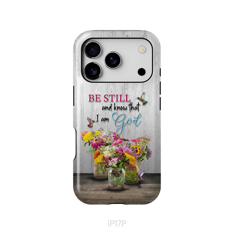 Psalm 46:10 Be Still and Know, Hummingbirds, Vase of Flowers, Phone Case