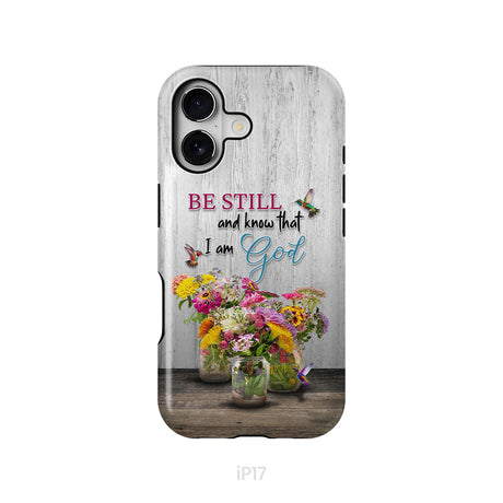 Psalm 46:10 Be Still and Know, Hummingbirds, Vase of Flowers, Phone Case