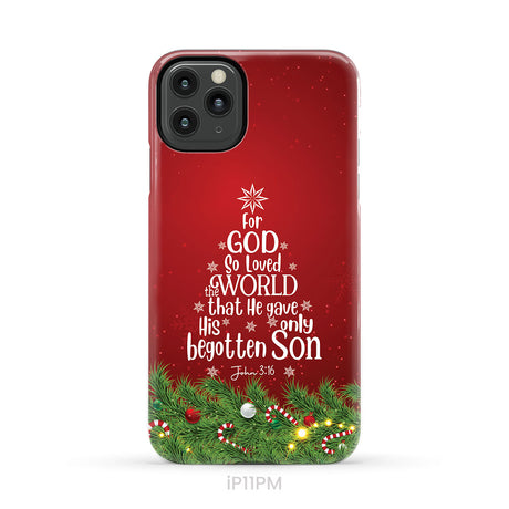 John 3:16 For God So Loved The World – Christmas Tree Christian Phone Case