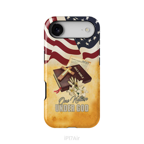 One nation under God American flag cross phone case